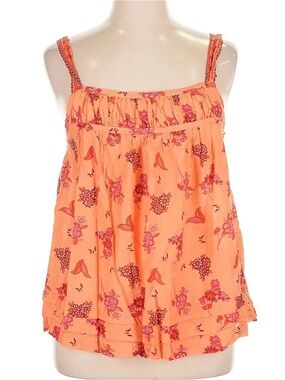 Anthropologie Peach Floral Ruffled Camisole